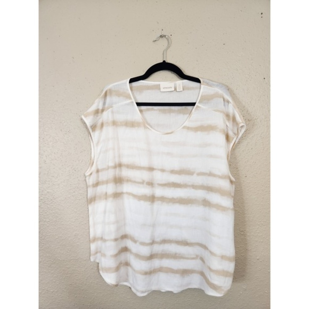 Chico's Tie Dye Tank Top Sleeveless Casual Blouse Neutral Colors Size 3 / US‎ XL